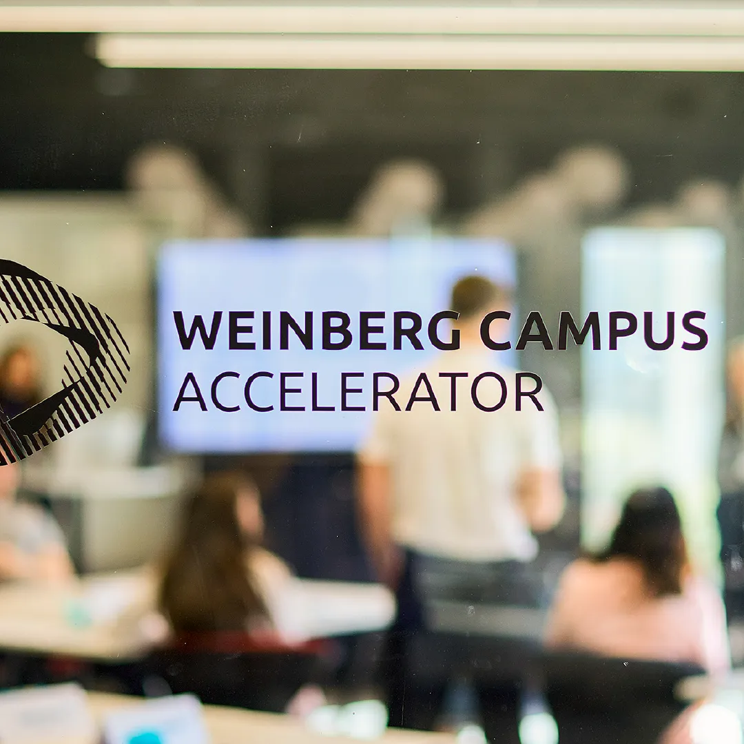 Glasscheibe zum Weinberg Campus Accelerator