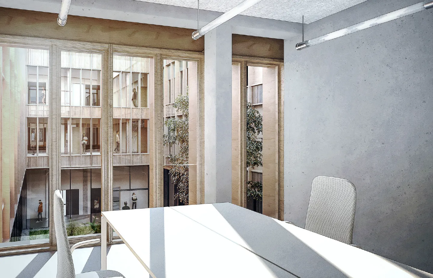 3D-Visualisierung Innenraum des Innovation Hub Halle
